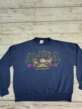Vintage Boulder Creek Alaska Navy Graphic Sweatshirt Size Medium